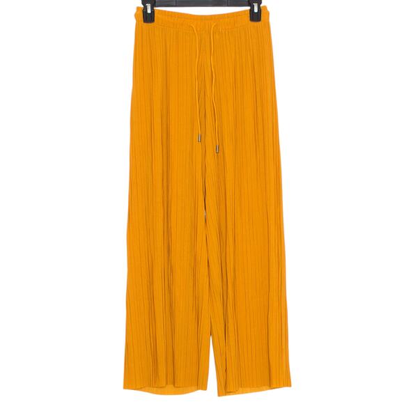 Pants Pleated Pull On Wide Leg Cropped Flowy Boho Retro Summer Hippie Festival 2 - Picture 1 of 5